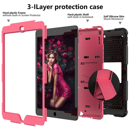 For iPad 10.2 Shockproof Two-Color Silicone Protection Case with Holder & Pen Slot(Black+Hot Pink) - iPad 10.2 Cases by buy2fix | Online Shopping UK | buy2fix