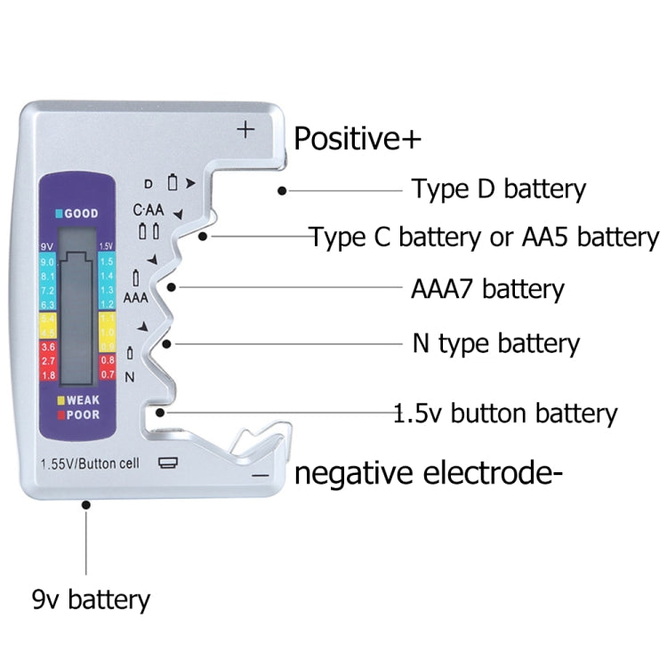 Battery Tester Battery Fuel Detector for C / D / N / 9V / AA / AAA / 1.5V Digital Voltage Measurer - Consumer Electronics by buy2fix | Online Shopping UK | buy2fix