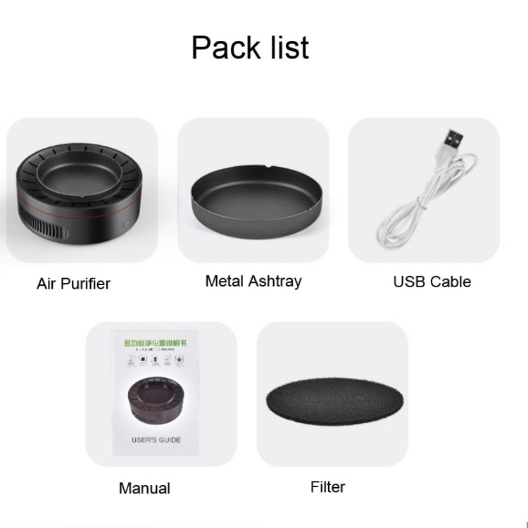 Multifunctional Ashtray Negative Ion Intelligent Air Purifier PM2.5 Home Car Smart Air Freshener Air Cleaner(Black) - Home & Garden by buy2fix | Online Shopping UK | buy2fix