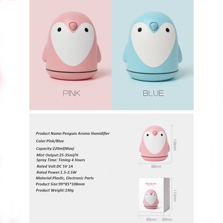 220ml Aroma Humidifier Cute Penguin USB Air Diffuser Home Office Car Mist Maker Air Purifier(Pink) - Home & Garden by buy2fix | Online Shopping UK | buy2fix