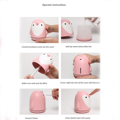 220ml Aroma Humidifier Cute Penguin USB Air Diffuser Home Office Car Mist Maker Air Purifier(Pink) - Home & Garden by buy2fix | Online Shopping UK | buy2fix