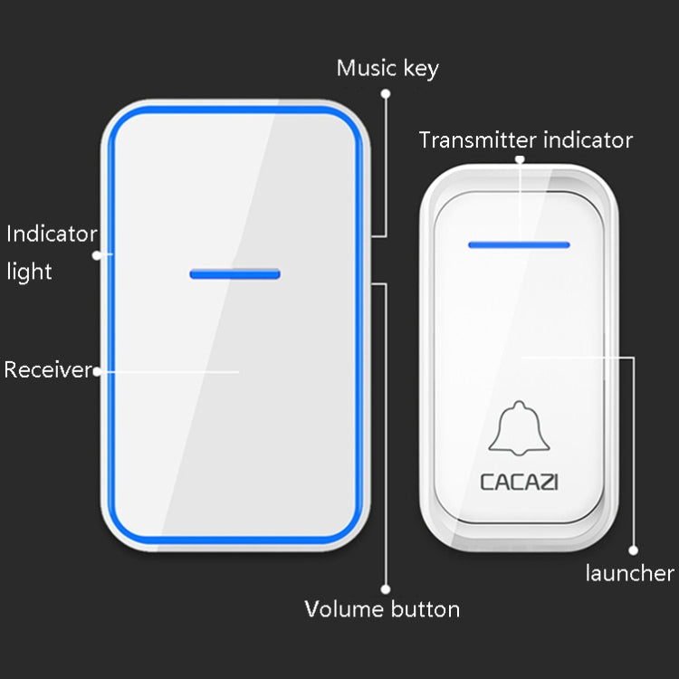 CACAZI A68-2 One to Two Wireless Remote Control Electronic Doorbell Home Smart Digital Wireless Doorbell, Style:US Plug(Black) - Security by CACAZI | Online Shopping UK | buy2fix