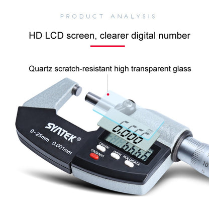 Digital Display Outer Diameter Micrometer 0.001mm High Precision Electronic Spiral Micrometer Thickness Gauge, Model:50-75mm - Consumer Electronics by buy2fix | Online Shopping UK | buy2fix