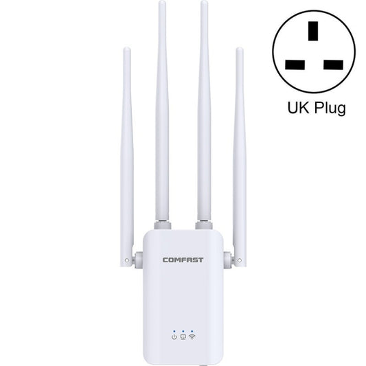 Comfast CF-WR304S 300M 4 Antenna Wireless Repeater High-Power Through-Wall WIFI Signal Amplifier, Specification:UK Plug - Broadband Amplifiers by Comfast | Online Shopping UK | buy2fix