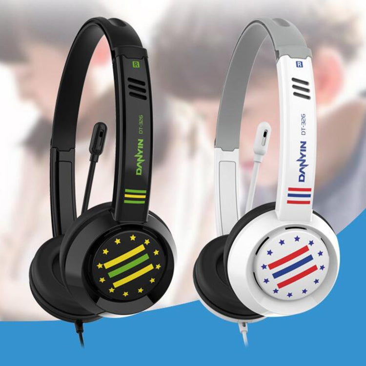 DANYIN DT326 Head-mounted Desktop Computer Children Learning Wire Headset with Microphone, Cable Length:1.8m, Style:Star Flag(Black) - Computer & Networking by Danyin | Online Shopping UK | buy2fix