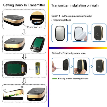 Q188-WW Intelligent Wireless Remote Control Waterproof Doorbell Pager with 45 Chord Music, US Plug/UK Plug/EU Plug - Security by buy2fix | Online Shopping UK | buy2fix