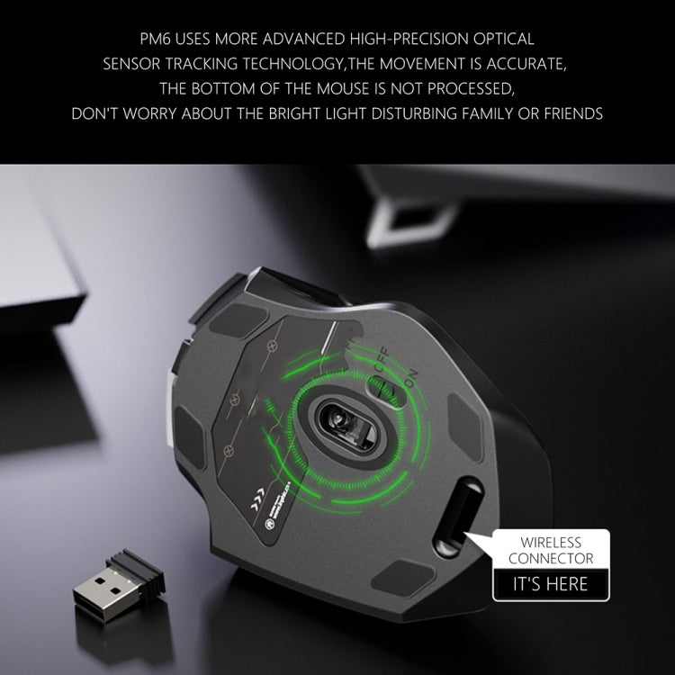 Inphic PM6 6 Keys 1000/1200/1600 DPI Home Gaming Wireless Mechanical Mouse, Colour: Black Wireless Charging Silent Version - Wireless Mice by Inphic | Online Shopping UK | buy2fix