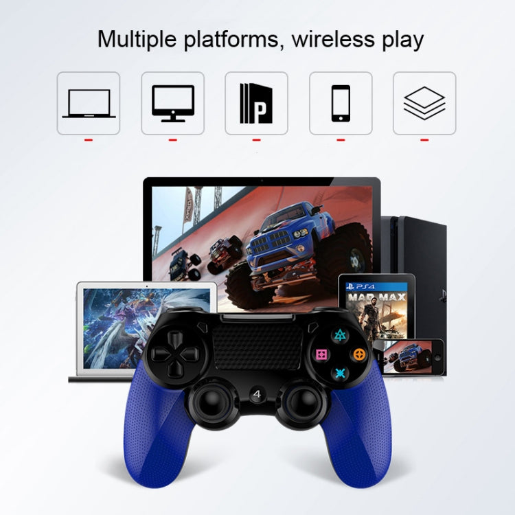 2 PCS Bluetooth Wireless Gamepad Touch Screen With Light Audio Dual Vibration Controller For PS4(Blue) - Gamepads by buy2fix | Online Shopping UK | buy2fix