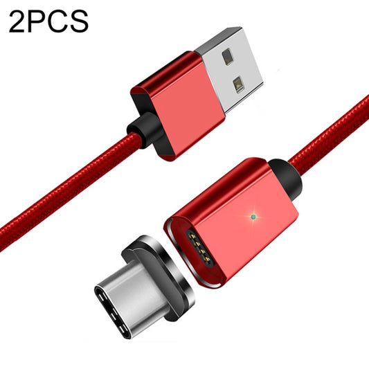 2 PCS ESSAGER Smartphone Fast Charging and Data Transmission Magnetic Cable with USB-C / Type-C Magnetic Head, Cable Length: 1m (Red) - Mobile Accessories by buy2fix | Online Shopping UK | buy2fix