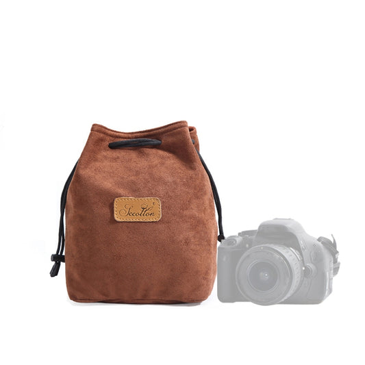 S.C.COTTON Liner Shockproof Digital Protection Portable SLR Lens Bag Micro Single Camera Bag Square Brown M - Camera Accessories by S.C.COTTON | Online Shopping UK | buy2fix