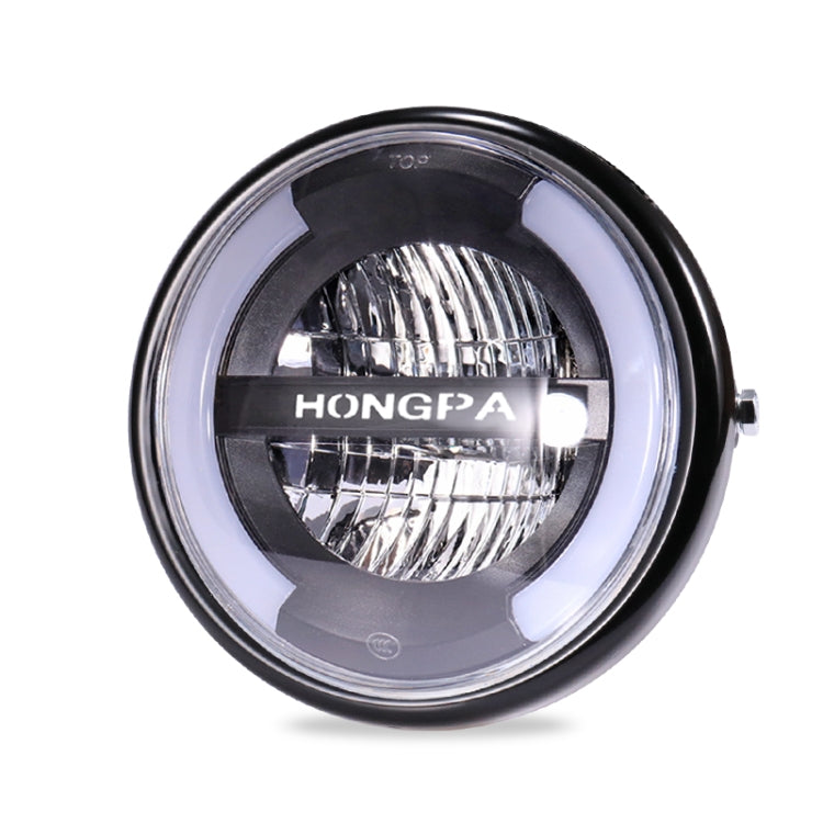 HONGPA Motorcycle Retro Headlights Modified Parts LED General Metal Headlights(Bright Black) - Headlights by buy2fix | Online Shopping UK | buy2fix