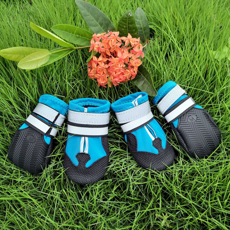 Wear-Resistant Non-Slip & Waterproof Pet Shoe Covers Medium And Large Dog Shoes(L Lake Blue) - Home & Garden by buy2fix | Online Shopping UK | buy2fix