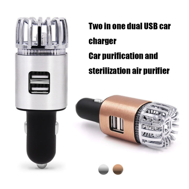 JO-6291 Negative Ion Car Sterilizing Air Purifier Mobile Phone High-Speed Charging Dual USB Cigarette Lighter(Mysterious Silver) - Air Purifier by buy2fix | Online Shopping UK | buy2fix