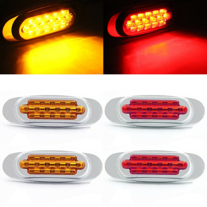 12-24V 16 LEDs Electroplating Side Lights Side Tail Lights Cargo Truck Modification Light, Colour: Red (2 Lines Always Bright) - Warning Lights by buy2fix | Online Shopping UK | buy2fix