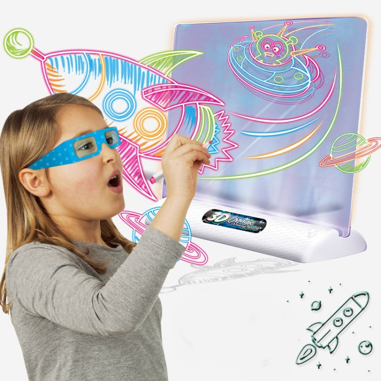 3D Fluorescent Drawing Board Magic Luminous Three-Dimensional Writing Board Graffiti Board Lighting Puzzle Children Drawing Board,Style: Large Drawing Board (Space Version) -  by buy2fix | Online Shopping UK | buy2fix