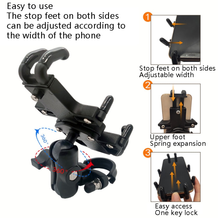 N-STAR NJN001 Motorcycle Bicycle Compatible Mobile Phone Bracket Aluminum Accessories Riding Equipment(With M10 Ball) - Holders by N-STAR | Online Shopping UK | buy2fix