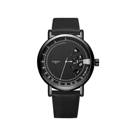 YAZOLE Turntable Men Quartz Watch(518 Black Tray Black Belt) - Leather Strap Watches by YAZOLE | Online Shopping UK | buy2fix