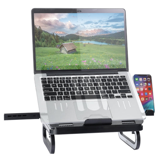 A23 Foldable Notebook Stand With 10-Speed Adjustment Computer Cooling Lifting Stand, Colour:  Detachable Accessories 3.0HUB (Black) - Computer & Networking by buy2fix | Online Shopping UK | buy2fix