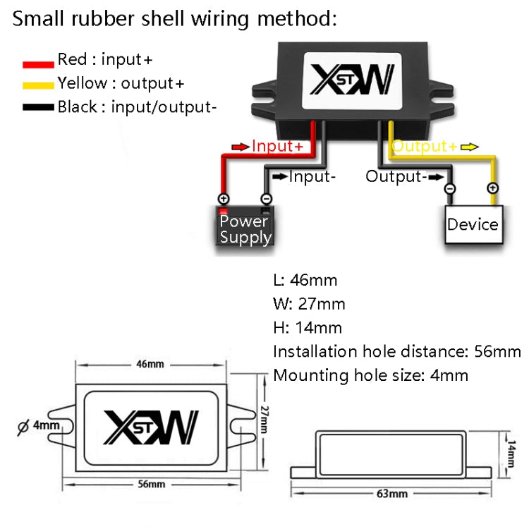 XWST DC 12/24V To 5V Converter Step-Down Vehicle Power Module, Specification: 12V To 5V 1A Small Rubber Shell -  by buy2fix | Online Shopping UK | buy2fix