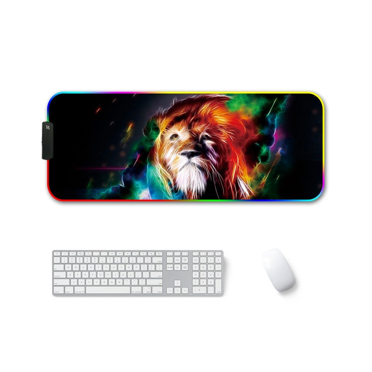 400x900x4mm F-01 Rubber Thermal Transfer RGB Luminous Non-Slip Mouse Pad(Colorful Lion) - Mouse Pads by buy2fix | Online Shopping UK | buy2fix