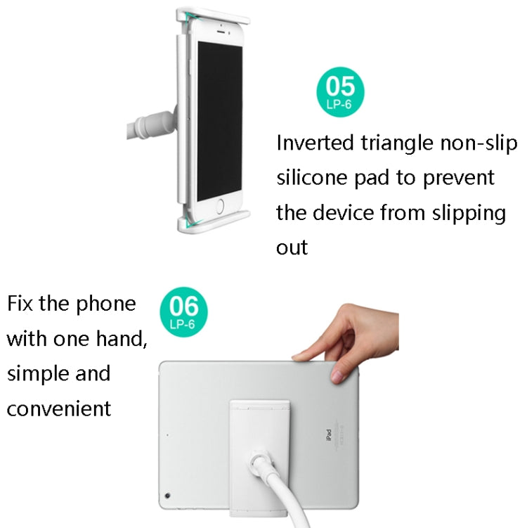 LP-6 Tablet Mobile Phone Lazy Bracket Detachable Bed Bracket, Style: Three-stage (Silver) - Lazy Bracket by buy2fix | Online Shopping UK | buy2fix