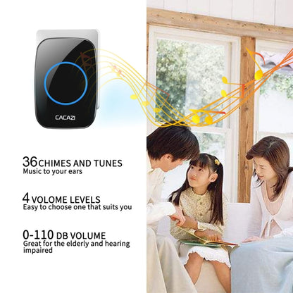 CACAZI H10 1 For 1 Wireless Smart Doorbell without Battery, Plug:EU Plug(Black) - Wireless Doorbell by CACAZI | Online Shopping UK | buy2fix