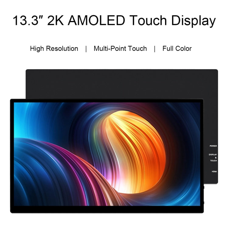 Waveshare 13.3 Inch 2K 2560×1440 HDMI/Type-C Display Interface AMOLED Touch Display(UK Plug) - Modules Expansions Accessories by Waveshare | Online Shopping UK | buy2fix