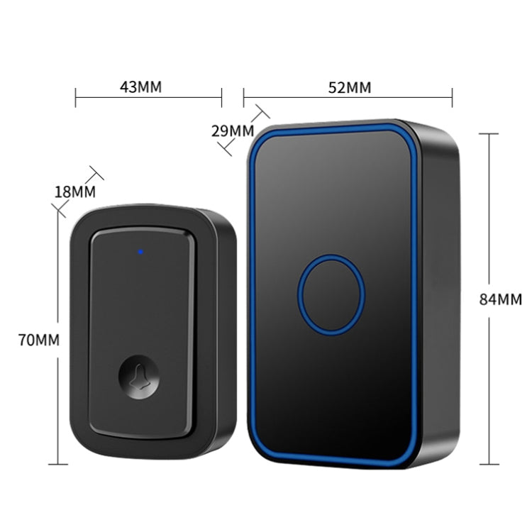 CACAZI A19 1 For 1 Wireless Music Doorbell without Battery, Plug:EU Plug(Black) - Security by CACAZI | Online Shopping UK | buy2fix