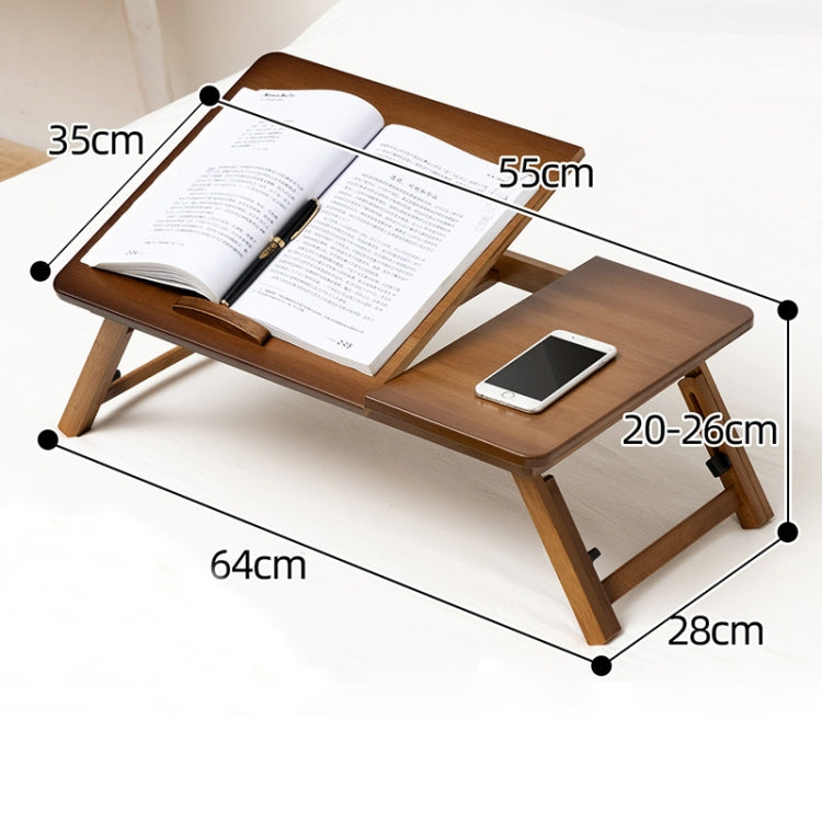 741ZDDNZ Bed Use Folding Height Adjustable Laptop Desk Dormitory Study Desk, Specification: Classic Tea Color 64cm Thick Bamboo - Computer & Networking by buy2fix | Online Shopping UK | buy2fix