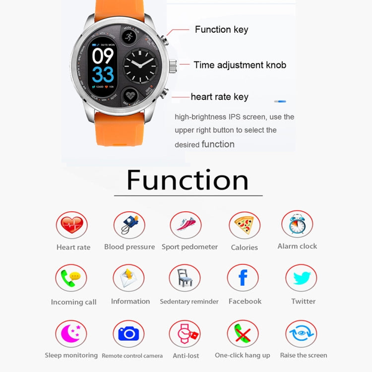 T3 Dual Display Smart Watch For Men IP68 Waterproof Fitness Bracelet 15 Days Standby Business Smartwatch Activity Tracker(Blue) - Smart Wear by buy2fix | Online Shopping UK | buy2fix