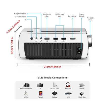 YG430 1080P 5G Mobile Phone Wireless Multi-Screen Version Home Projector Office HD Mini Portable Projector, Plug Type： US Plug - Consumer Electronics by buy2fix | Online Shopping UK | buy2fix