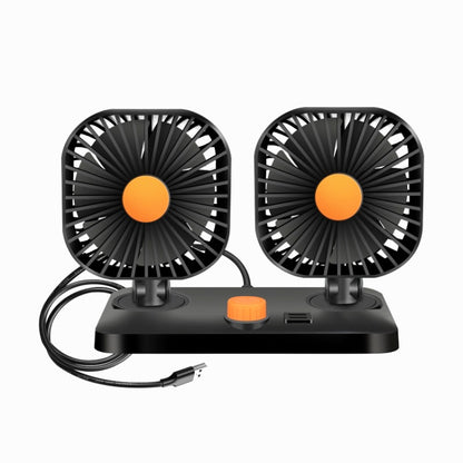 Mini USB 12 / 24V Car Electric Fan Double Head Fan - In Car by buy2fix | Online Shopping UK | buy2fix