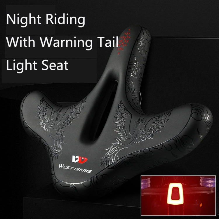 WEST BIKING YP1602797 Bicycle Hollow Seat Night Riding With Warning Tail Light Seat(Black Goose) - Outdoor & Sports by WEST BIKING | Online Shopping UK | buy2fix