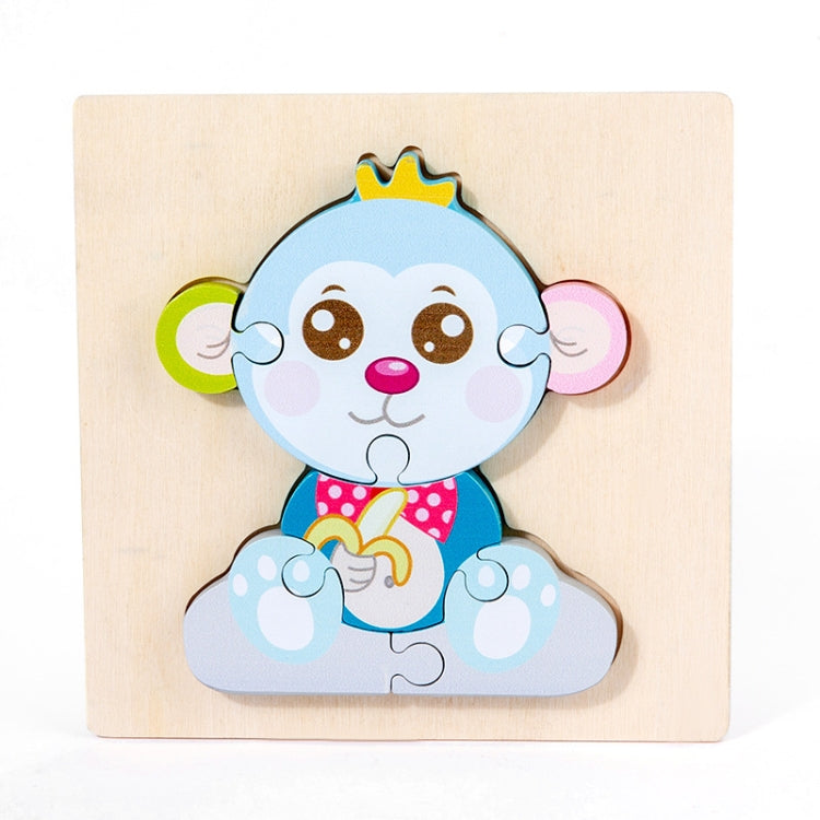 3 PCS Early Childhood Education Wooden Three-Dimensional Jigsaw Puzzle Toy(S-Monkey) - Puzzle Toys by buy2fix | Online Shopping UK | buy2fix