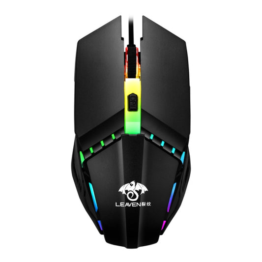LEAVEN 7 Keys 4000DPI USB Wired Computer Office Luminous RGB Mechanical Gaming Mouse, Cabel Length:1.5m, Colour: S10 Black - Wired Mice by LEAVEN | Online Shopping UK | buy2fix