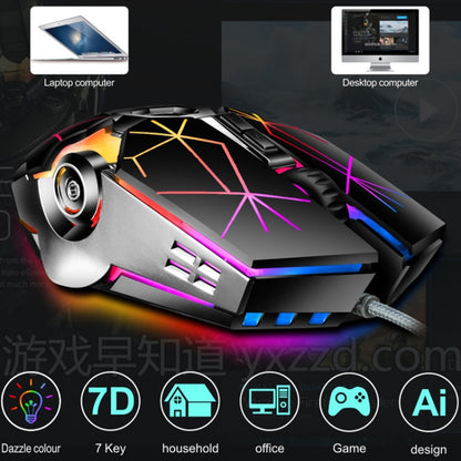 LEAVEN 7 Keys 4000DPI USB Wired Computer Office Luminous RGB Mechanical Gaming Mouse, Cabel Length:1.5m, Colour: S10 Black - Wired Mice by LEAVEN | Online Shopping UK | buy2fix