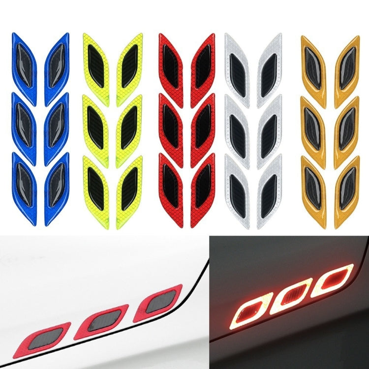 2 Sets Carbon Fiber Warning Sticker Car Anti-Collision Strip Leaf Plate Reflective Sticker Hood Light Eyebrow Anti-Collision Drops Sticker(6 PCS (Red)) - In Car by buy2fix | Online Shopping UK | buy2fix