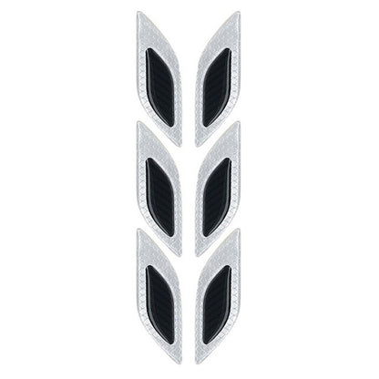 2 Sets Carbon Fiber Warning Sticker Car Anti-Collision Strip Leaf Plate Reflective Sticker Hood Light Eyebrow Anti-Collision Drops Sticker(6 PCS (White)) - In Car by buy2fix | Online Shopping UK | buy2fix