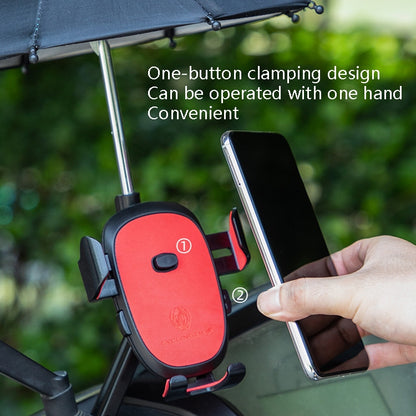 CYCLINGBOX BG-2935 Bicycle Mobile Phone Bracket With Umbrella Waterproof Navigation Electric Car Mobile Phone Frame, Style: Rearview Mirror Installation (Red) - Outdoor & Sports by CYCLINGBOX | Online Shopping UK | buy2fix