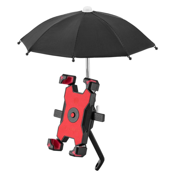 CYCLINGBOX Bicycle Mobile Phone Bracket With Parasol Rider Mobile Phone Frame, Style: Rearview Mirror Installation (Red) - Outdoor & Sports by CYCLINGBOX | Online Shopping UK | buy2fix