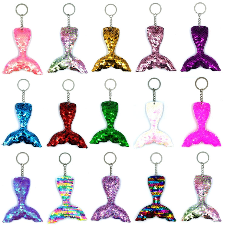 10 PCS Reflective Mermaid Keychain Sequins Mermaid Tail Accessories Car Luggage Pendant(Gold) - In Car by buy2fix | Online Shopping UK | buy2fix