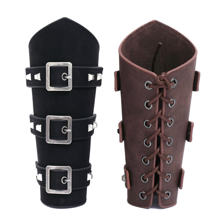 P01994 Men Leather Bracer Personality Punk Riding Arm Guard(Black) - Outdoor & Sports by buy2fix | Online Shopping UK | buy2fix