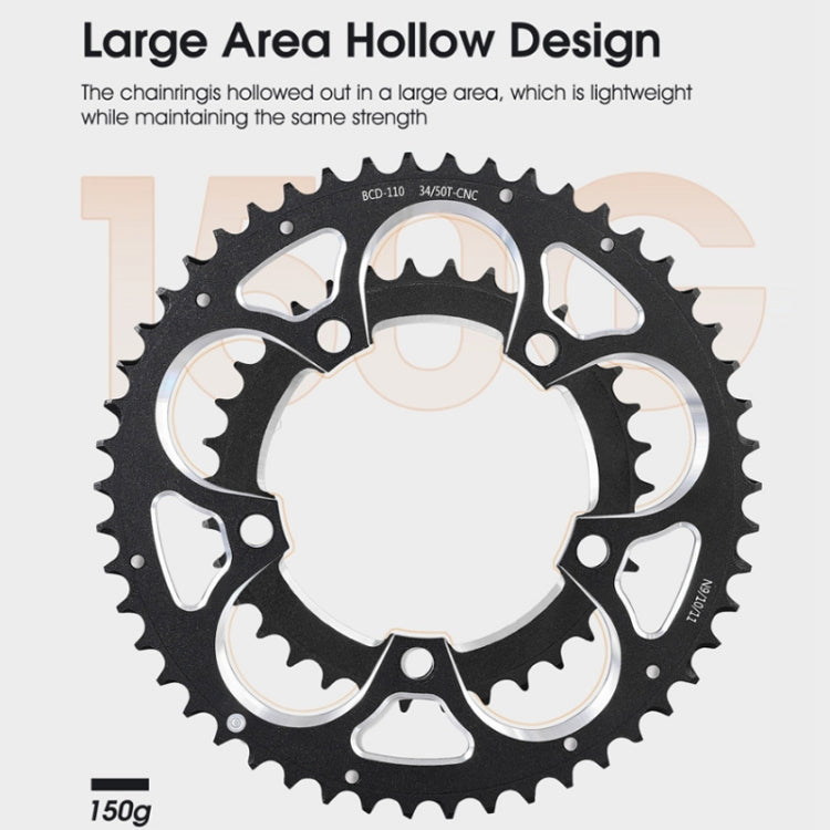 WEST BIKING 34T-50T Road Bike Racing Folding Chainwheel(Black) - Outdoor & Sports by WEST BIKING | Online Shopping UK | buy2fix