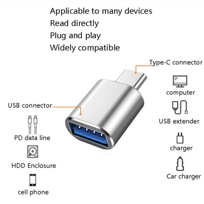 10 PCS USB 3.0 Female to USB-C / Type-C Male OTG Adapter(Grey) -  by buy2fix | Online Shopping UK | buy2fix