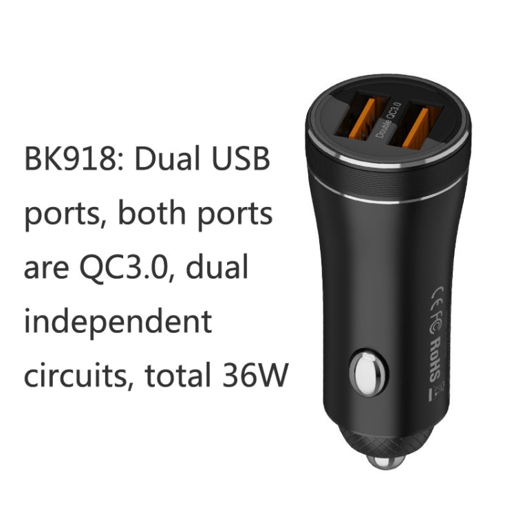QIAKEY BK918 Dual Ports Fast Charge Car Charger - Car Charger by QIAKEY | Online Shopping UK | buy2fix