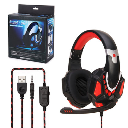 Soyto G10 Gaming Computer Headset For USB (Black Red) - Multimedia Headset by Soyto | Online Shopping UK | buy2fix