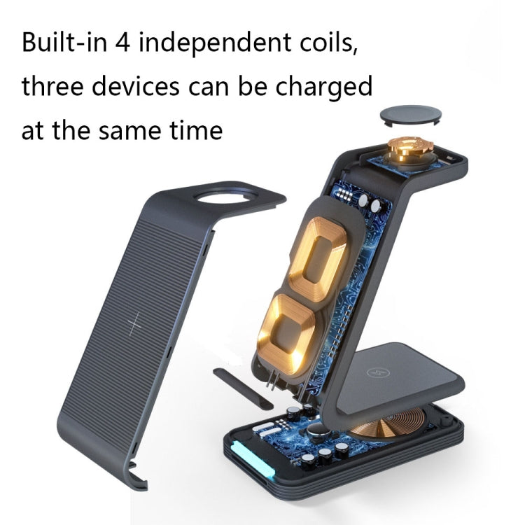 D2 3 In 1 15W Wireless Vertical Charger(Black) - Apple Accessories by buy2fix | Online Shopping UK | buy2fix