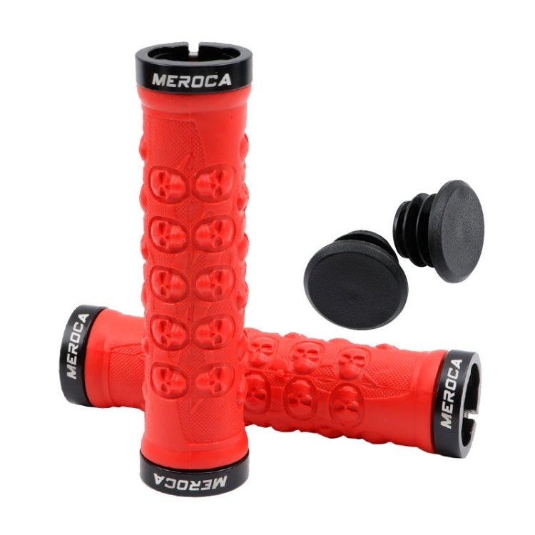 MEROCA Mountain Bike Anti-slip Shock Absorber Riding Grip Cover, Style: Bilateral Lock Skull ME23 Red - Outdoor & Sports by MEROCA | Online Shopping UK | buy2fix