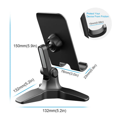 Portable Foldable Rotary Desktop Bracket Silicone Non-Slip Mobile Phone Bracket(Black) - Desktop Holder by buy2fix | Online Shopping UK | buy2fix