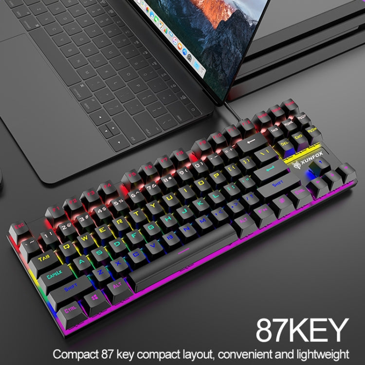 XUNFOX K80 87 Keys Wired Gaming Mechanical Illuminated Keyboard, Cable Length:1.5m(Blue White) - Wired Keyboard by XUNFOX | Online Shopping UK | buy2fix